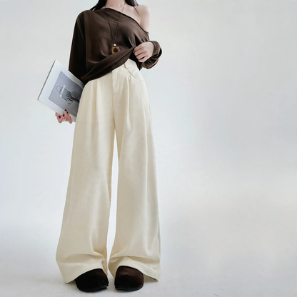 Women’s corduroy pants with wide leg, high waist