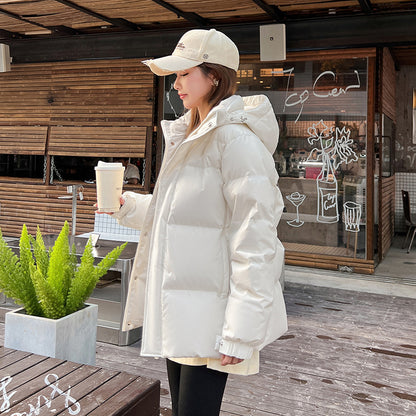 Short down jacket with removable hood for women