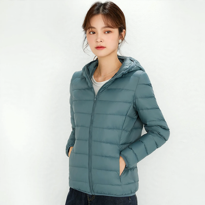 Lightweight down jacket with hood for women