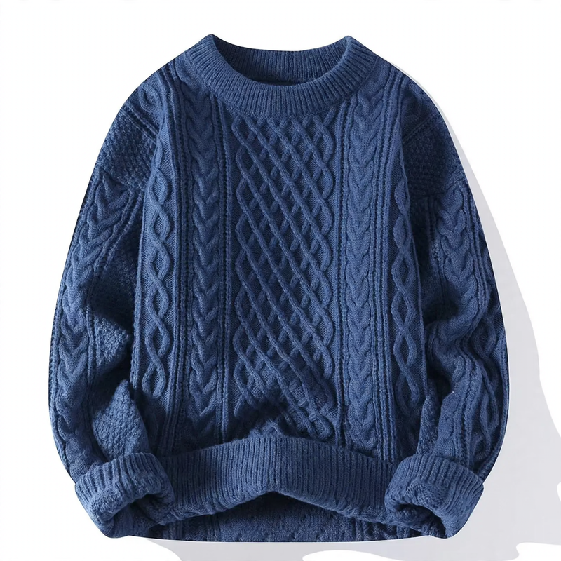 Coarse knit pullover with cable pattern for men