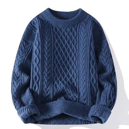 Coarse knit pullover with cable pattern for men