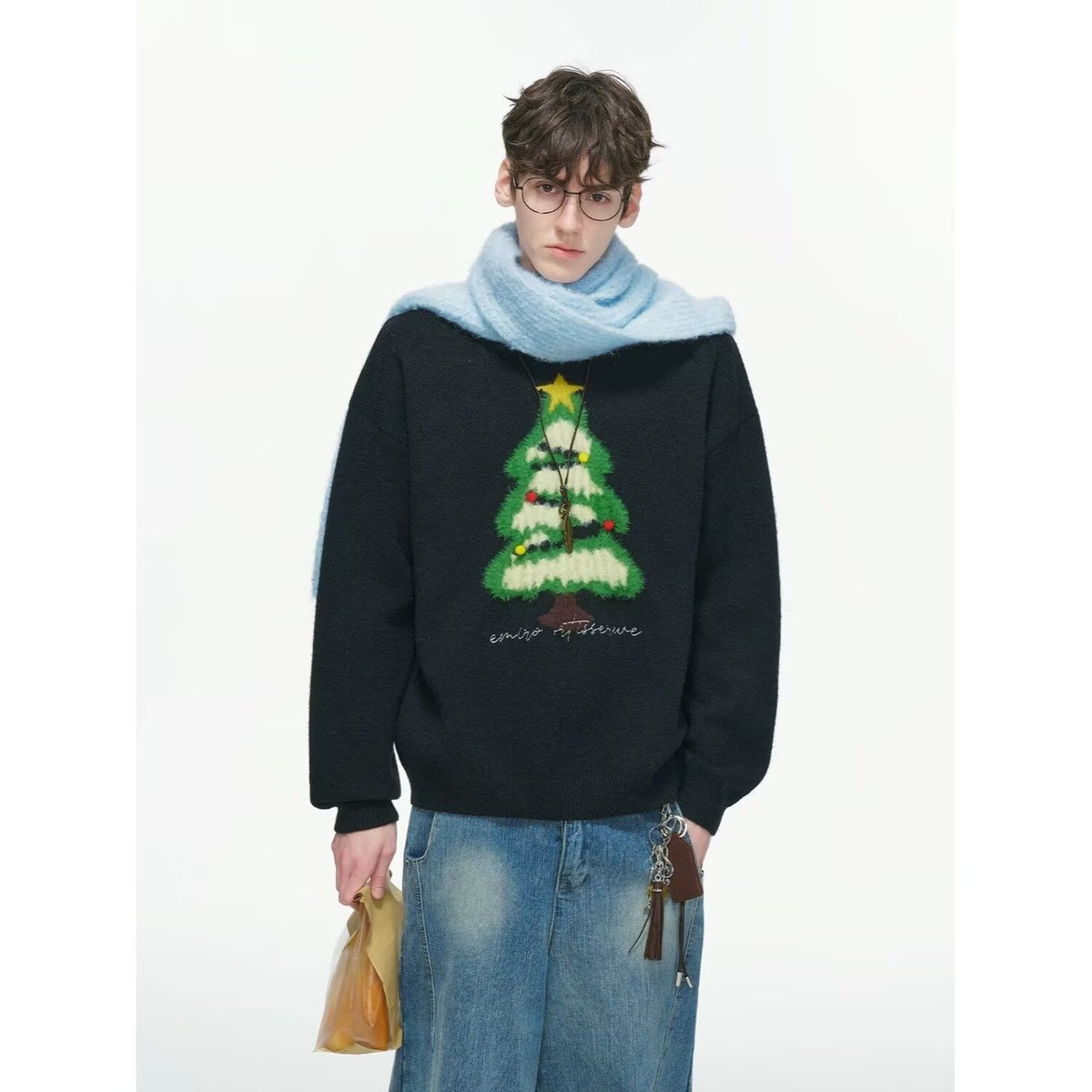 Unisex knitted sweater with Christmas motif