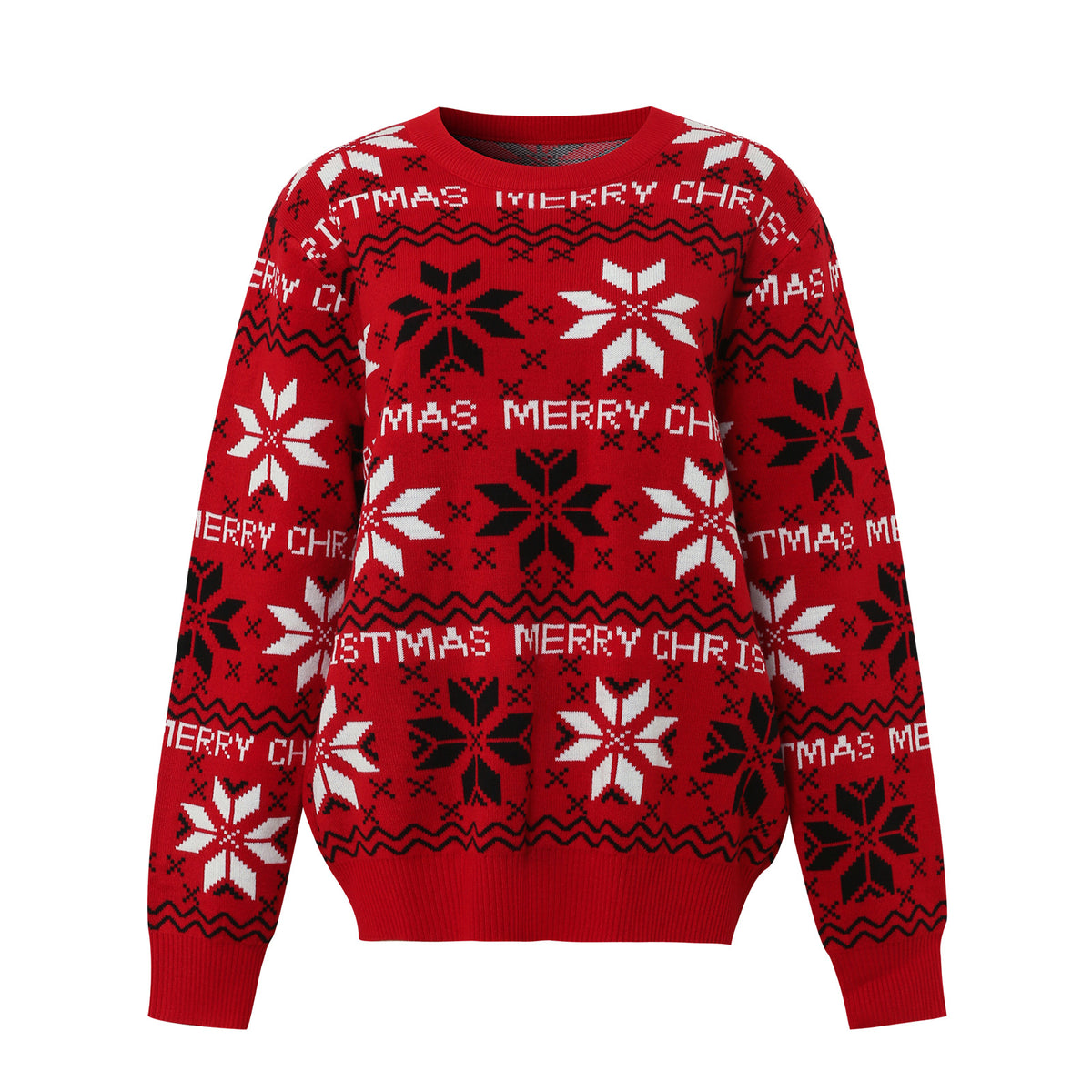 Christmas knit sweater with jacquard pattern