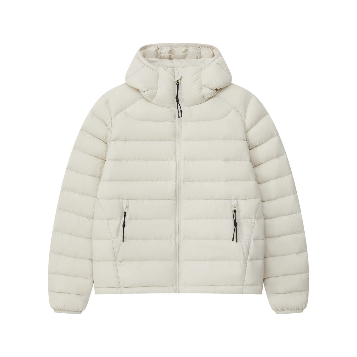 Women's down jacket with hood, quilted, warm