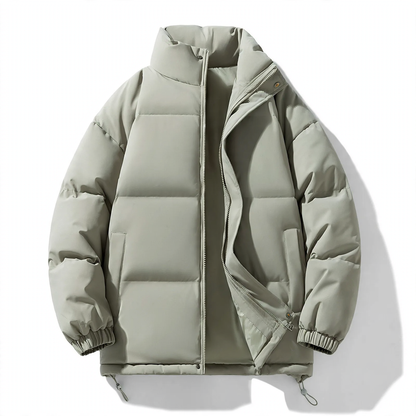 Unisex quilted jacket, stand-up collar, lined, solid color