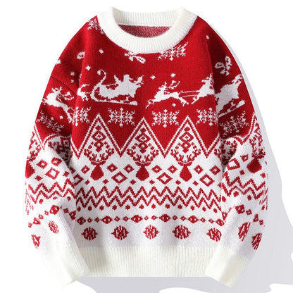 Knit pullover with round neck, floral pattern