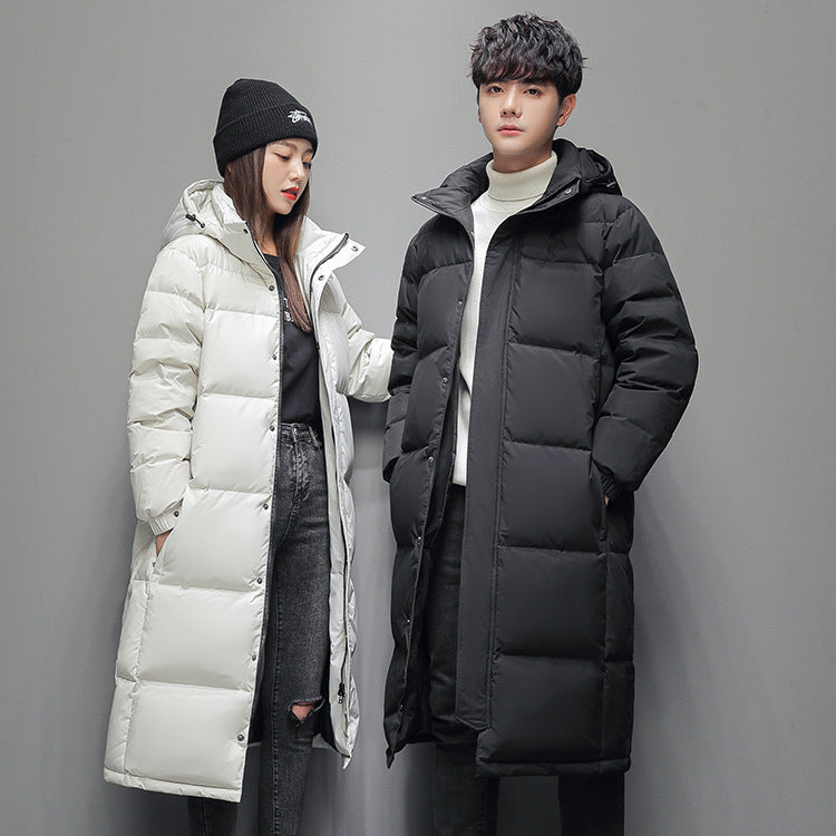 Long Unisex Down Coat, knee-length