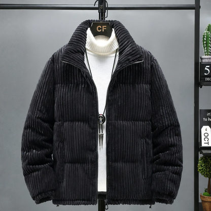 Men's winter jacket, cord, stand collar, padded