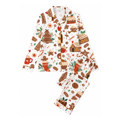 Ladies' house suit with collar and Christmas motif