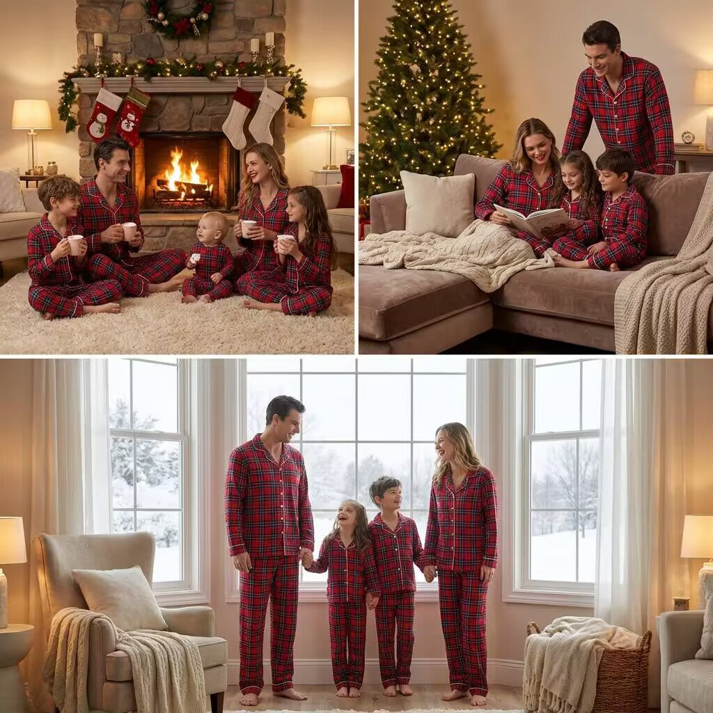 Luxurious Family Pajama Set with Collar