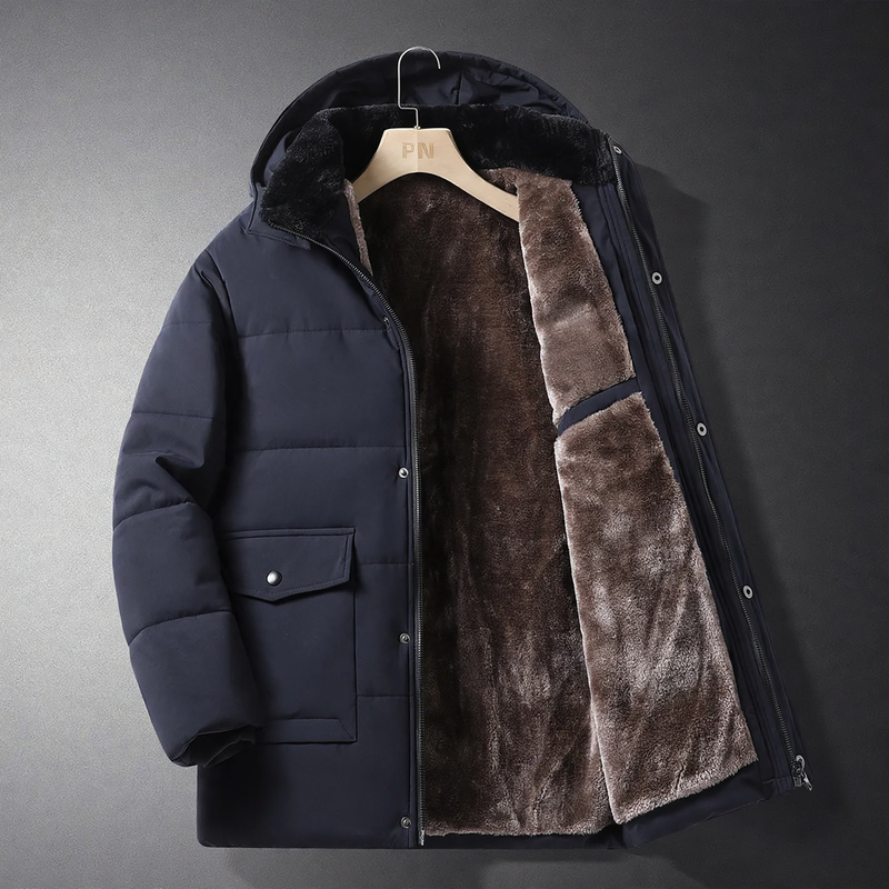 Padded men's winter jacket with hood