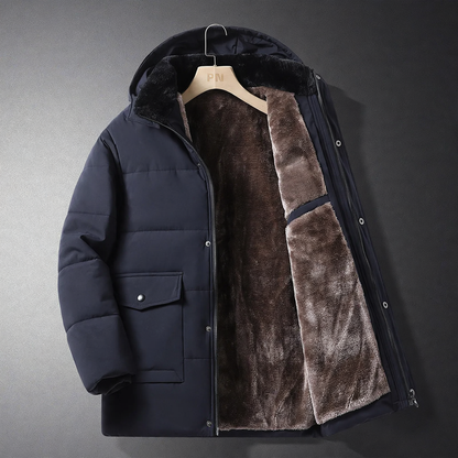 Padded men's winter jacket with hood