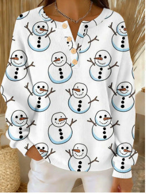 Christmas knitted pullover with stand-up collar and 3D print