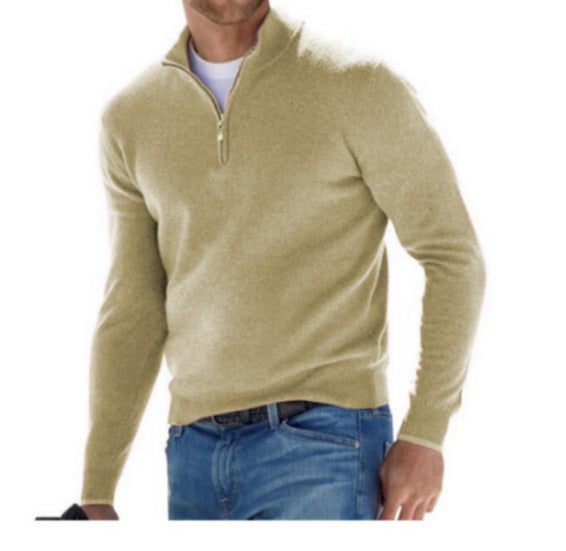 Men's Long Sleeve Cashmere Sweater, Simple Design