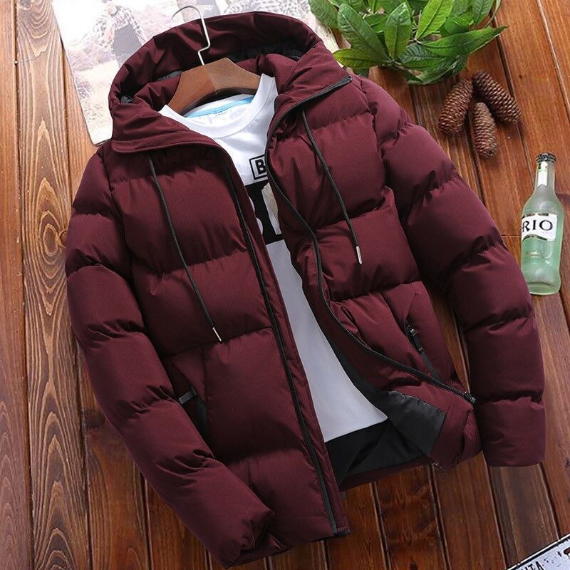 Padded men's winter jacket with hood