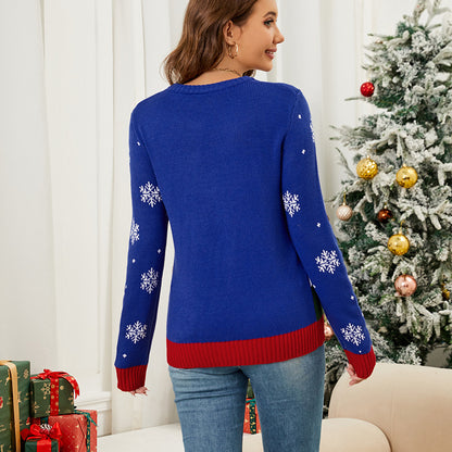 Loose women's Christmas sweater with Santa motif