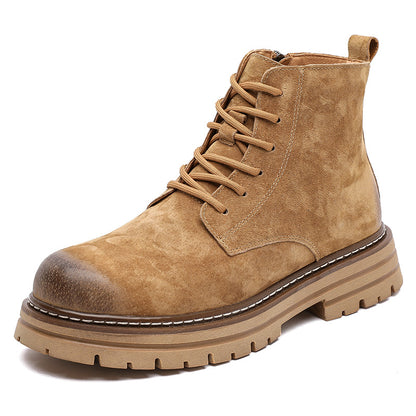 Men's leather boots with side zipper