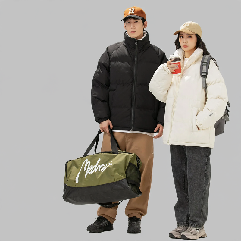 Men's quilted jacket, windproof, stand-up collar, loose