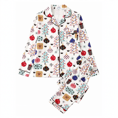 Women's Pajamas, Long Sleeve, with Cartoon Christmas Design