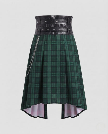 Women's Pleated Skirt with Asymmetric Cut and Decorative Details EVA-US