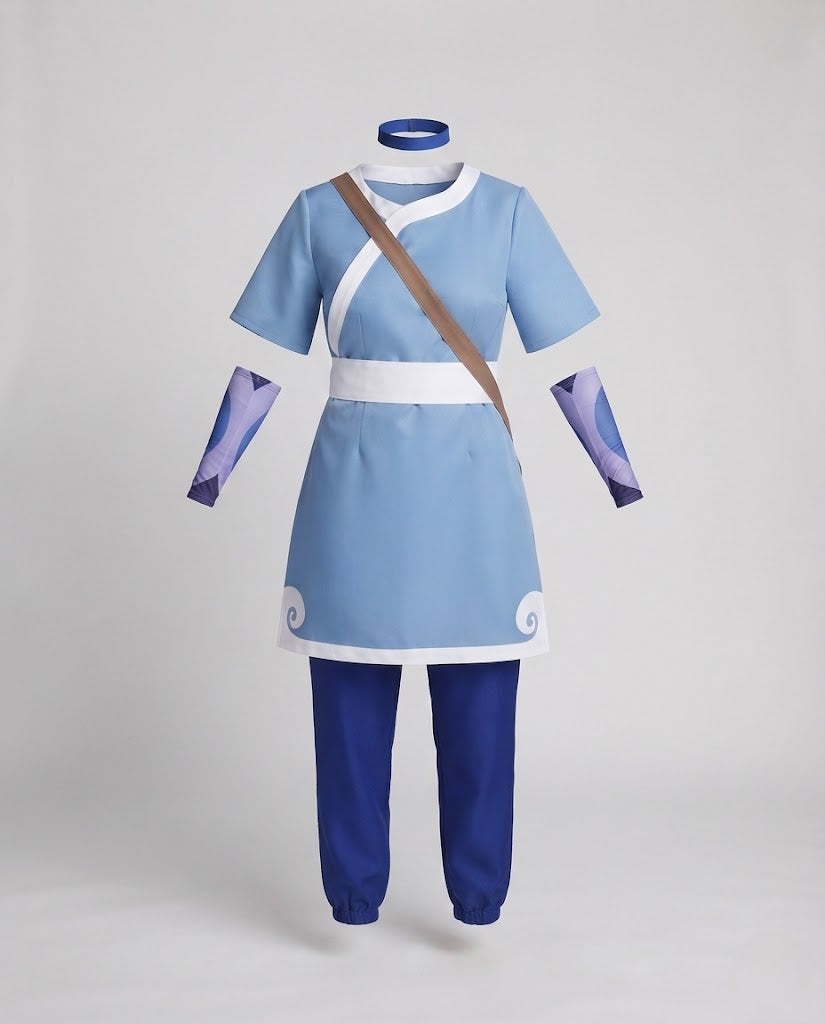 Ladies asymmetrical crop top with tie belt and contrasting details EVA-US