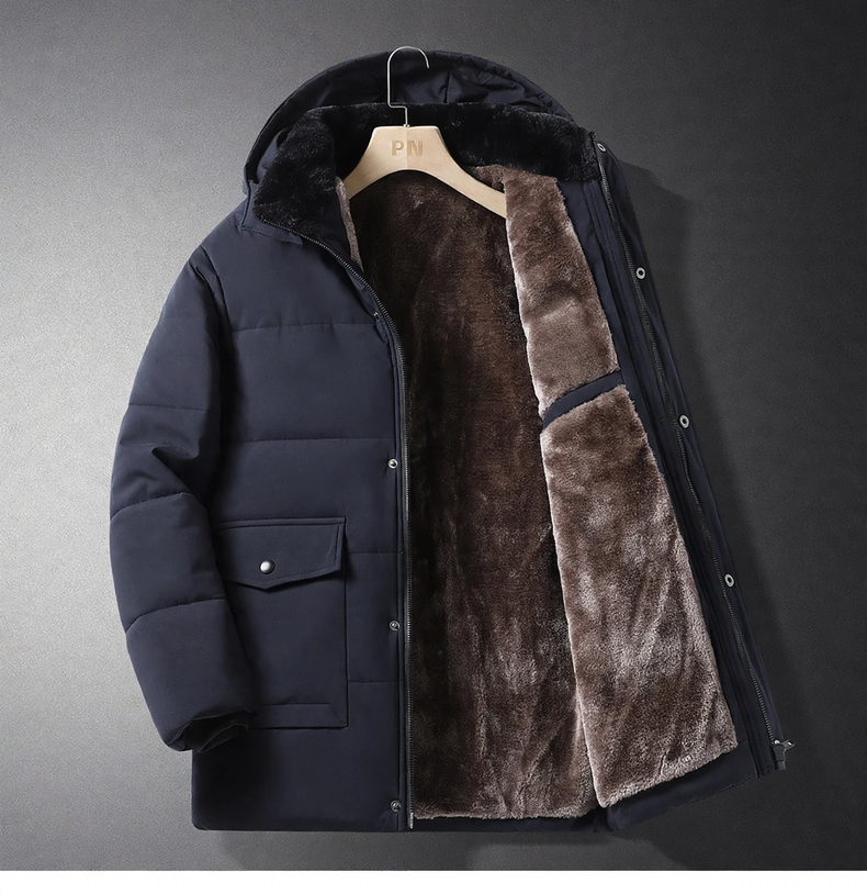 Padded winter jacket for men, detachable hood