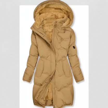Padded women's jacket with fur collar