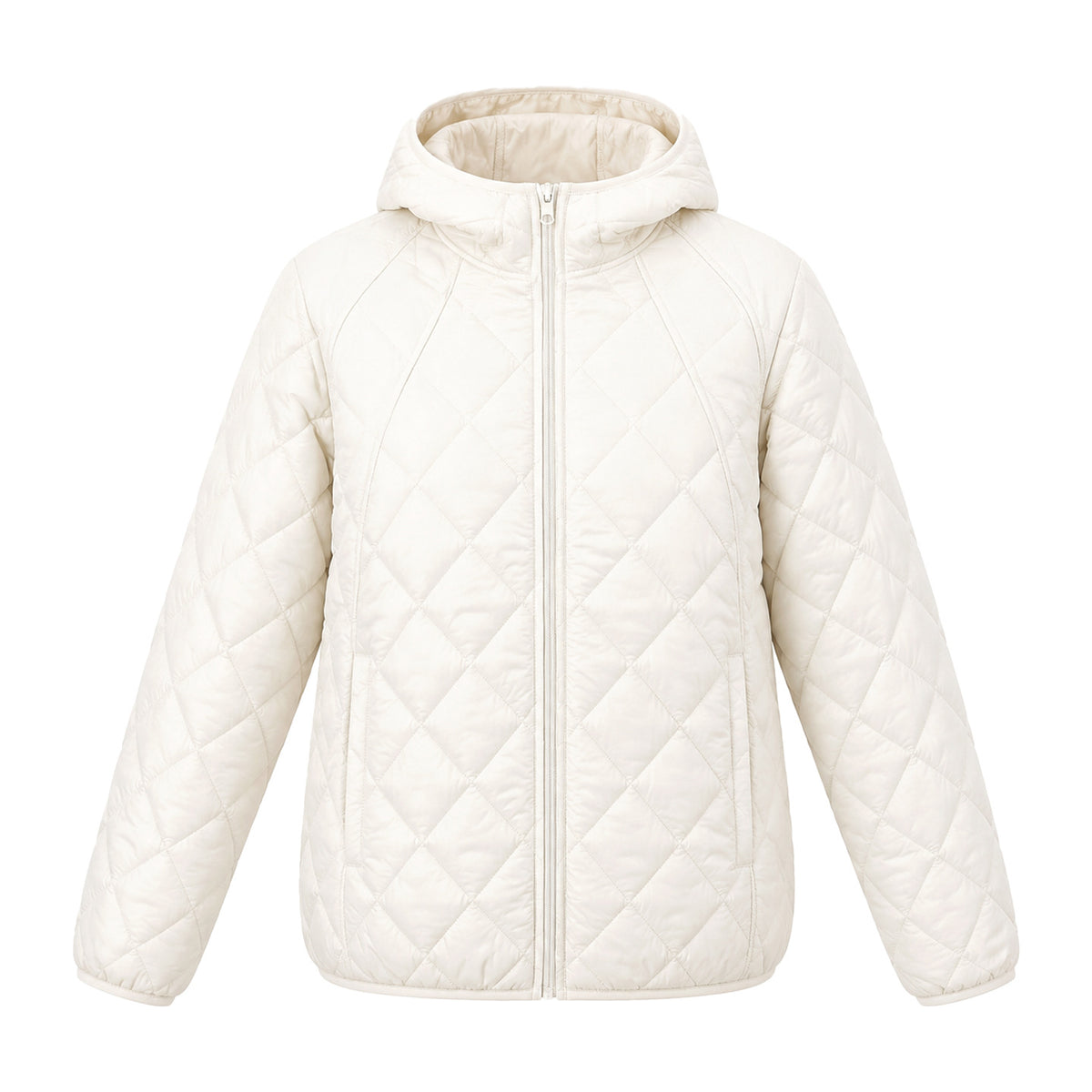 Light women's padded jacket with hood, loosely cut