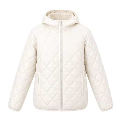 Light women's padded jacket with hood, loosely cut