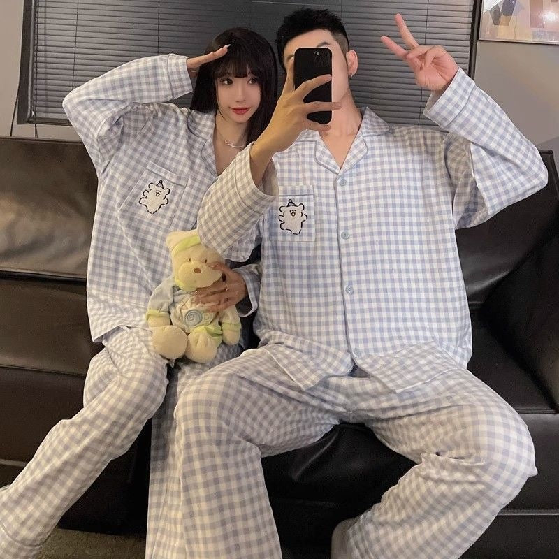 Cartoon Pajama Set for Couples, Long Sleeve