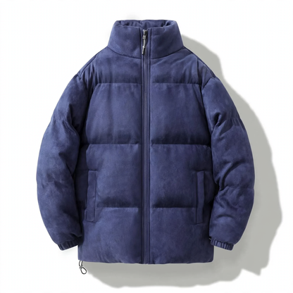 Padded men's winter jacket in suede look