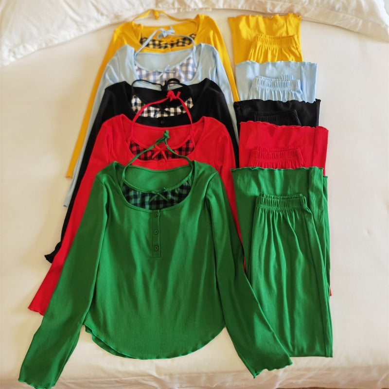 Women's Pajama Set, Long Sleeve, Cotton, with Chest Padding
