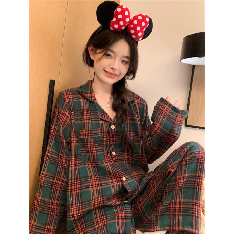 Pair-house suit set, lined, checkered, autumn and winter