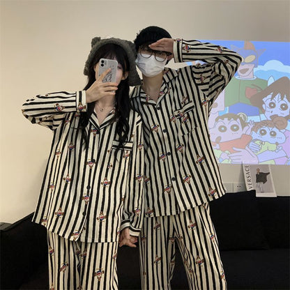 Striped pajama two-piece set for women and men