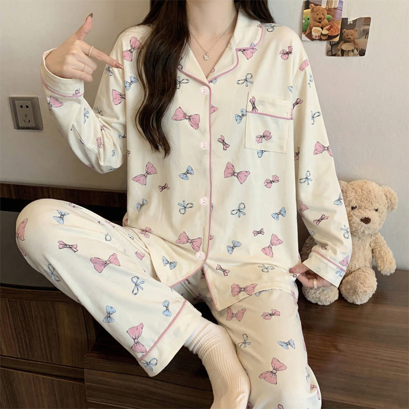 Women's house suit, long-sleeved, with Christmas cartoon print