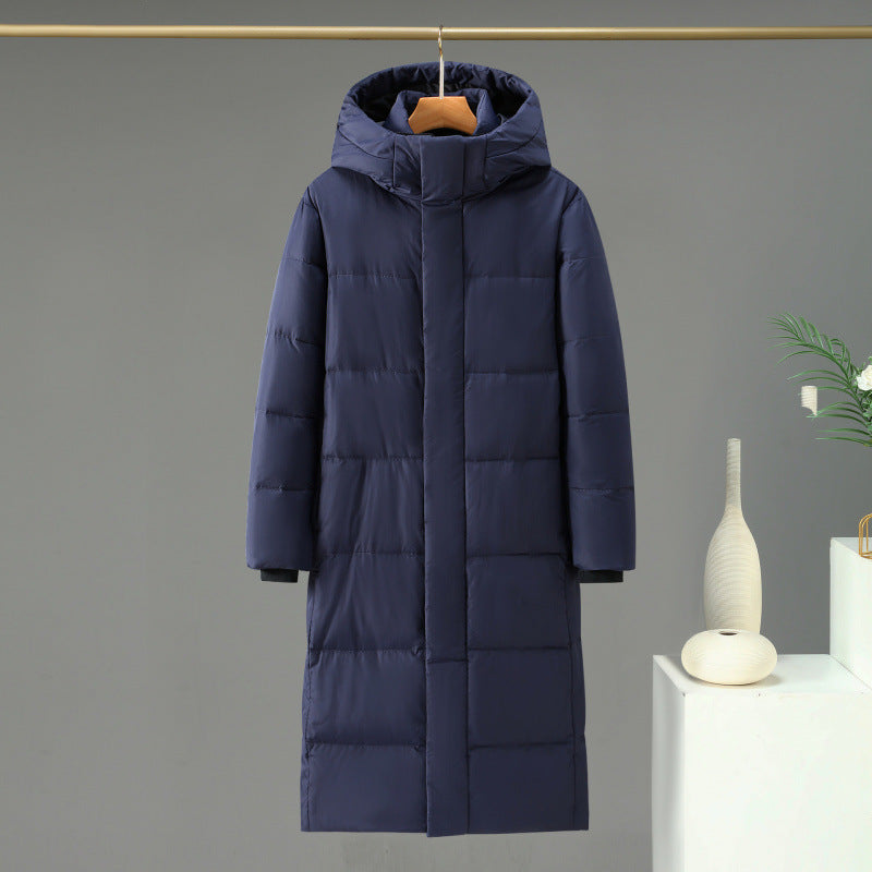 Long down coat, knee-length, for women and men