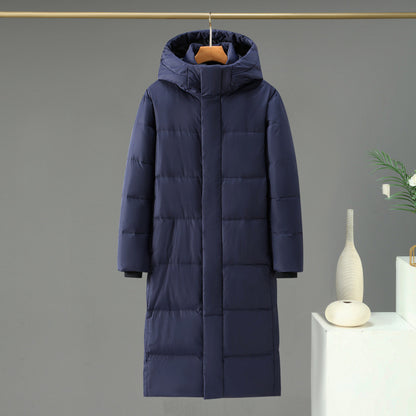 Long down coat, knee-length, for men and women