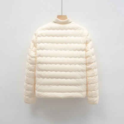 Light women’s down jacket with round neck and wave pattern