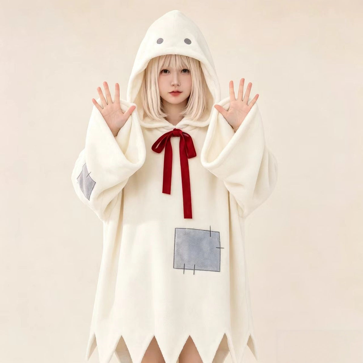 Women's sleep dress with hood, coral fleece