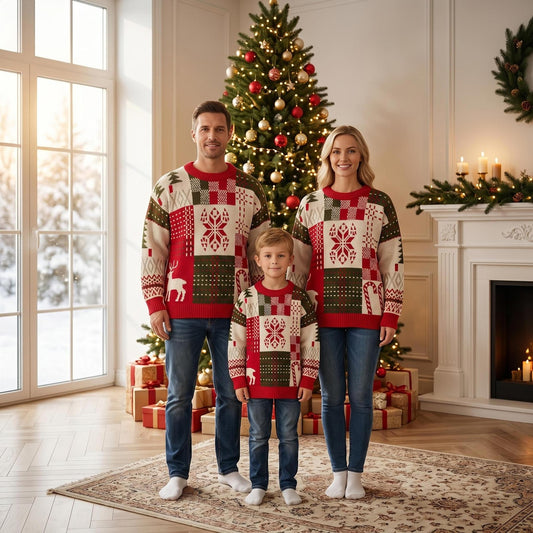 Christmas knit sweater, round neck, for the whole family