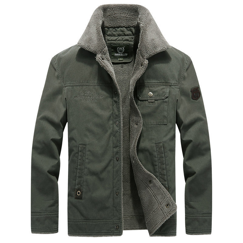 Padded men's winter jacket, loose fit, embroidered