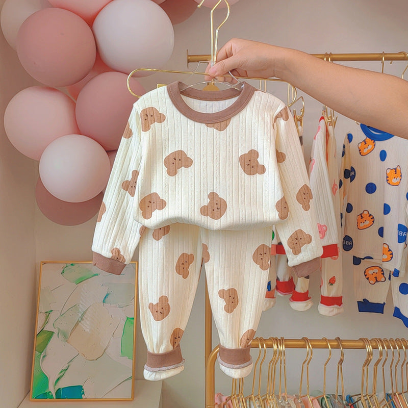 Kids' Pajama Set, Cotton, Jacquard Pattern