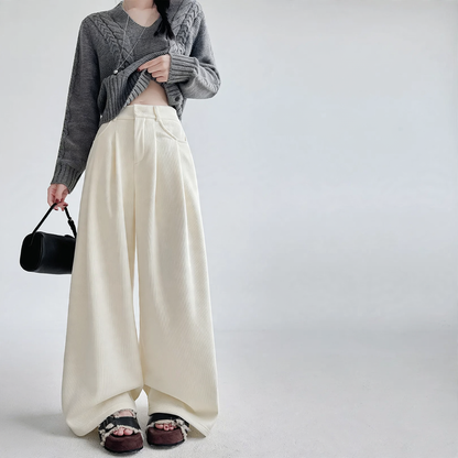 Women’s corduroy pants with wide leg, high waist