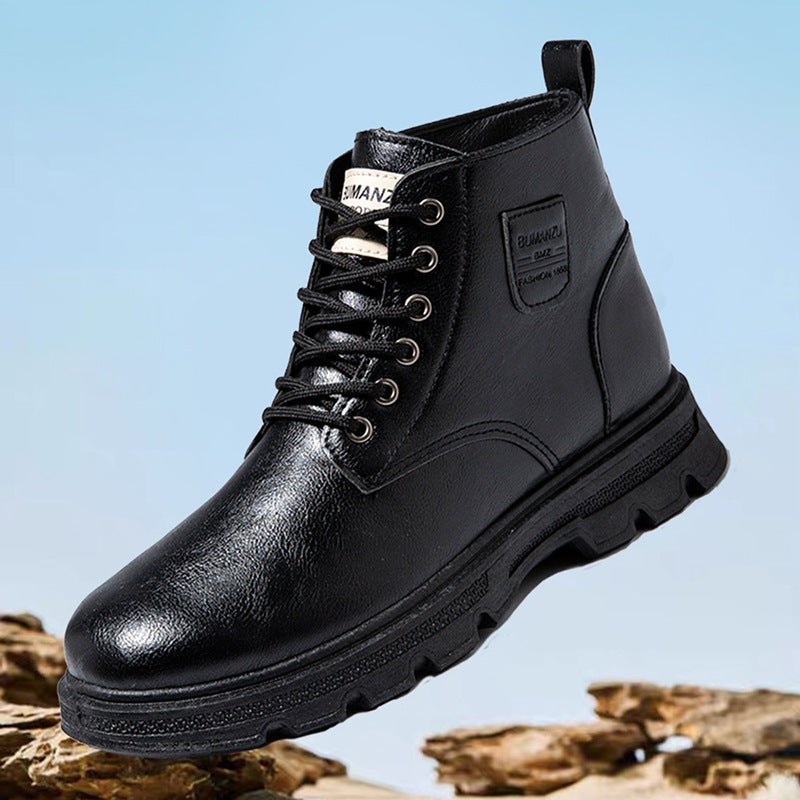 Men's ankle boots made of genuine cowhide leather, lined