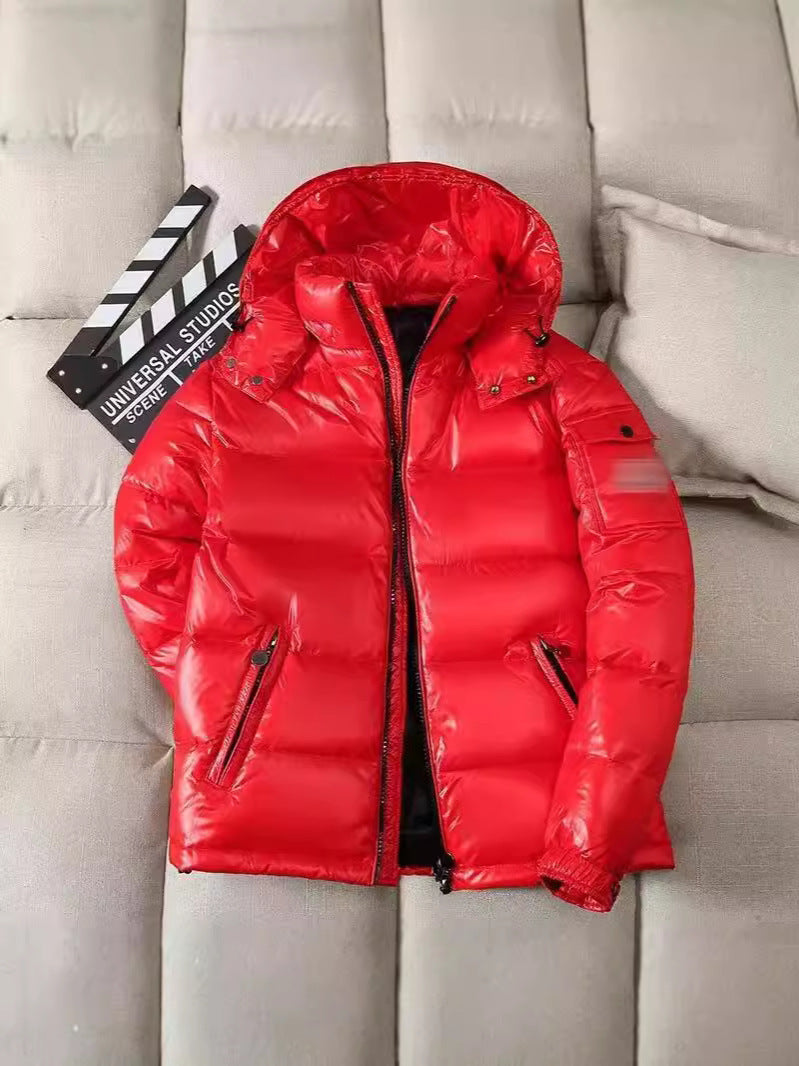 Men's down jacket, padded, stand collar, short