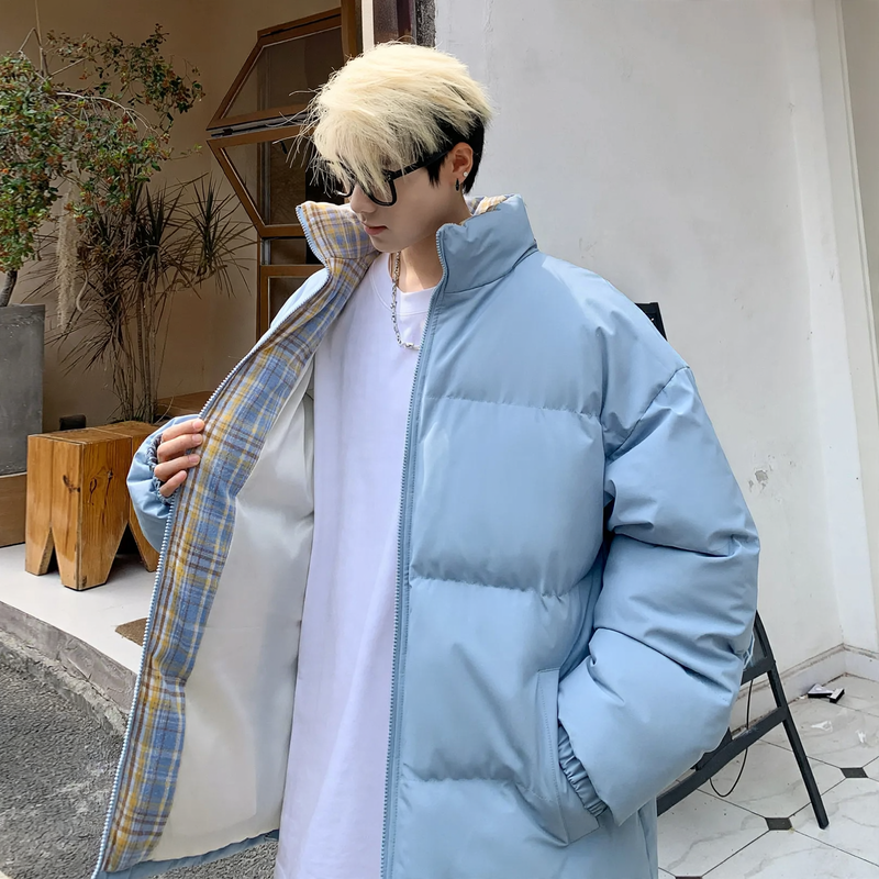 Men's quilted jacket with stand-up collar, padded