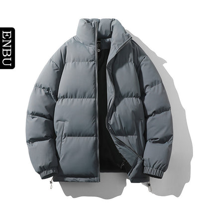 Padded men's quilted jacket with stand-up collar