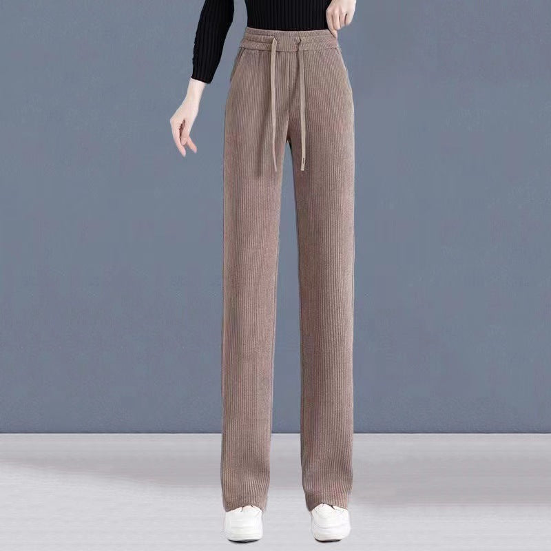 Women's corduroy pants, lined, straight cut