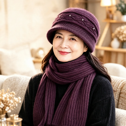 Knit Beanie and Scarf Set for Women