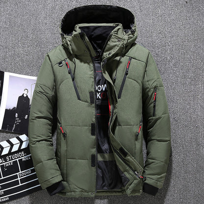 Warm men's down jacket, tailored